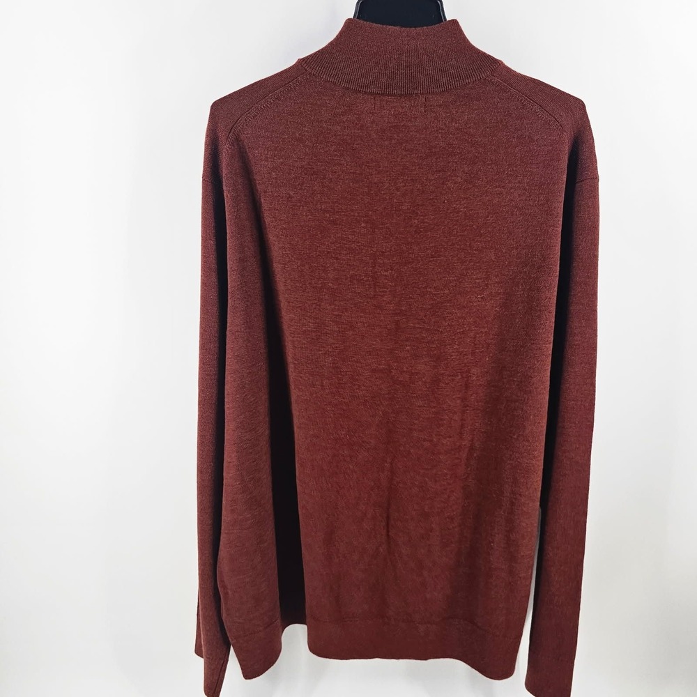 Banana Republic Sweater Mens XXL Orange Excellent 100% Merino Wool Quarter Zip - Picture 3 of 4